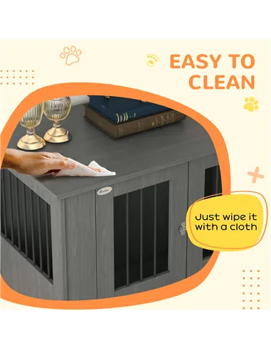 PawHut Dog Crate Table for Medium and Large Dogs with Magnetic Door for Indoor Use, 95 x 55 x 75 cm, Grey