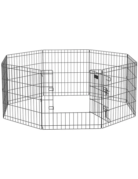 PawHut Dog Playpen, Puppy Pen, Eight-Panel Metal Fence, for Small Dogs, Indoors, Outdoors - Black