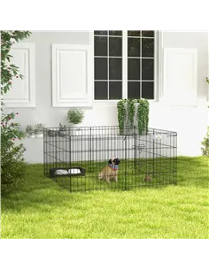 PawHut Dog Playpen, Puppy Pen, Eight-Panel Metal Fence, for Small Dogs, Indoors, Outdoors - Black 2