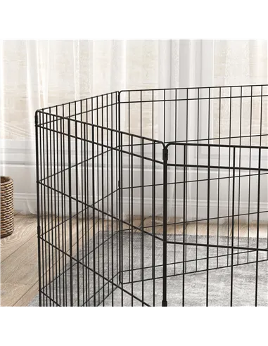 PawHut Dog Playpen, Puppy Pen, Eight-Panel Metal Fence, for Small Dogs, Indoors, Outdoors - Black