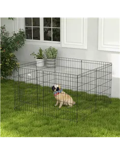 PawHut 8 Panel DIY Dog Pen with Door, for Dogs, Small Animals, Indoor/Outdoor Use, 76cm High 2