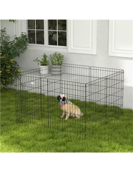 PawHut 8 Panel DIY Dog Pen with Door, for Dogs, Small Animals, Indoor/Outdoor Use, 76cm High