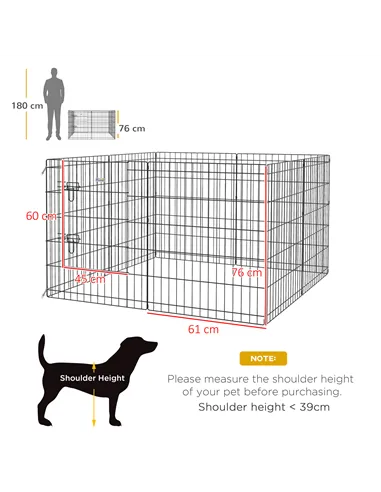 PawHut 8 Panel DIY Dog Pen with Door, for Dogs, Small Animals, Indoor/Outdoor Use, 76cm High