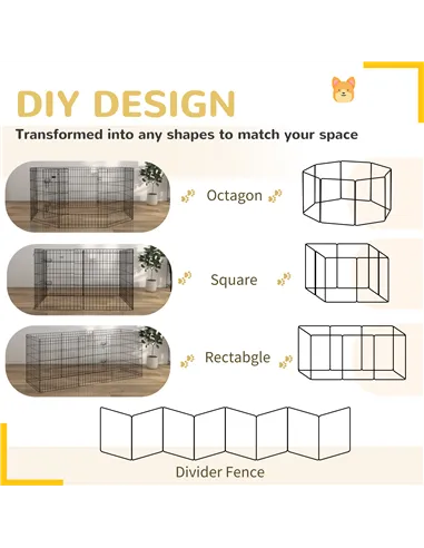 PawHut 8 Panel DIY Dog Pen with Door, for Dogs, Small Animals, Indoor/Outdoor Use, 76cm High