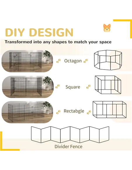 PawHut 8 Panel DIY Dog Pen with Door, for Dogs, Small Animals, Indoor/Outdoor Use, 76cm High