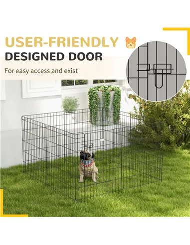 PawHut 8 Panel DIY Dog Pen with Door, for Dogs, Small Animals, Indoor/Outdoor Use, 76cm High