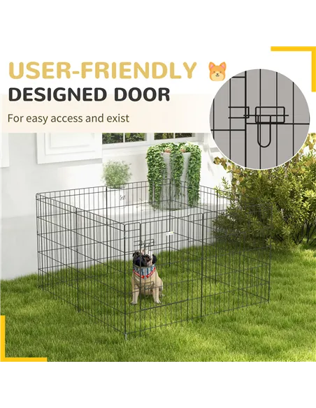 PawHut 8 Panel DIY Dog Pen with Door, for Dogs, Small Animals, Indoor/Outdoor Use, 76cm High