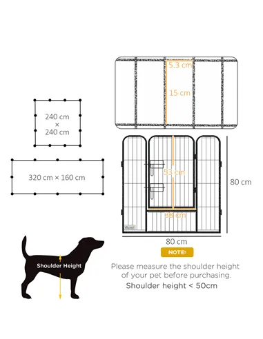 PawHut 12 Panels Heavy Duty Puppy Playpen, for Small Dogs, Indoor and Outdoor Use - Silver