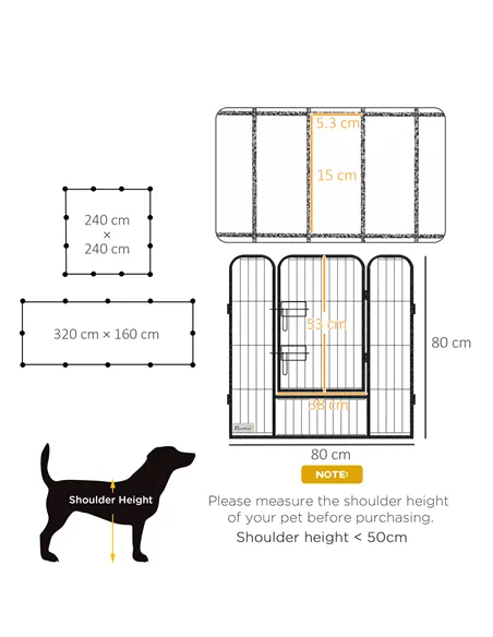 PawHut 12 Panels Heavy Duty Puppy Playpen, for Small Dogs, Indoor and Outdoor Use - Silver