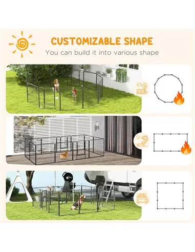 PawHut 12 Panels Heavy Duty Puppy Playpen, for Small Dogs, Indoor and Outdoor Use - Silver