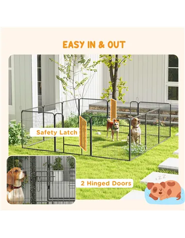 PawHut 12 Panels Heavy Duty Puppy Playpen, for Small Dogs, Indoor and Outdoor Use - Silver