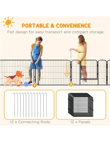 PawHut 12 Panels Heavy Duty Puppy Playpen, for Small Dogs, Indoor and Outdoor Use - Silver