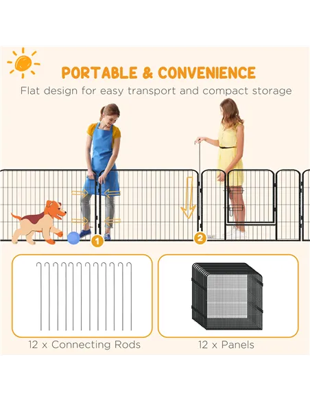 PawHut 12 Panels Heavy Duty Puppy Playpen, for Small Dogs, Indoor and Outdoor Use - Silver
