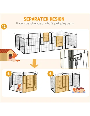 PawHut 12 Panels Heavy Duty Puppy Playpen, for Small Dogs, Indoor and Outdoor Use - Silver