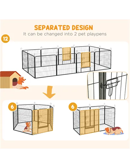 PawHut 12 Panels Heavy Duty Puppy Playpen, for Small Dogs, Indoor and Outdoor Use - Silver