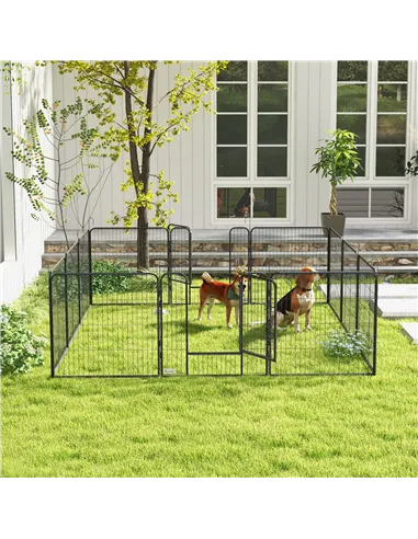 PawHut 12 Panels Heavy Duty Puppy Playpen, for Small Dogs, Indoor and Outdoor Use - Silver