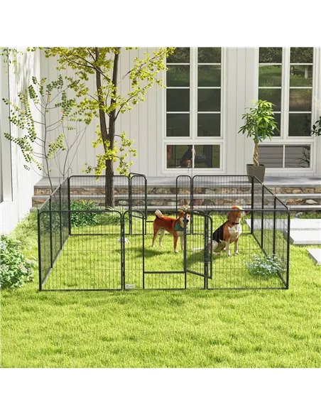 PawHut 12 Panels Heavy Duty Puppy Playpen, for Small Dogs, Indoor and Outdoor Use - Silver