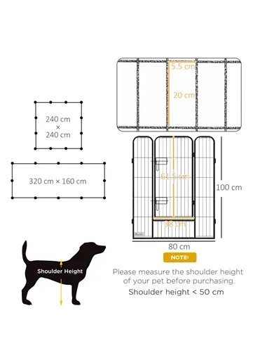 PawHut 12 Panels Heavy Duty Puppy Playpen, for Small Dogs, Indoor and Outdoor Use - Silver