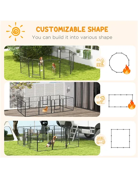 PawHut 12 Panels Heavy Duty Puppy Playpen, for Small Dogs, Indoor and Outdoor Use - Silver
