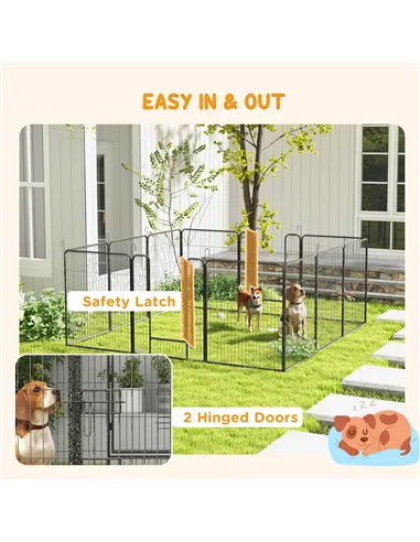 PawHut 12 Panels Heavy Duty Puppy Playpen, for Small Dogs, Indoor and Outdoor Use - Silver