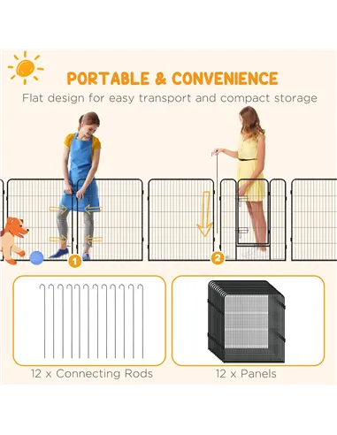 PawHut 12 Panels Heavy Duty Puppy Playpen, for Small Dogs, Indoor and Outdoor Use - Silver