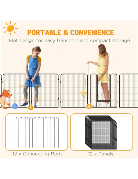 PawHut 12 Panels Heavy Duty Puppy Playpen, for Small Dogs, Indoor and Outdoor Use - Silver