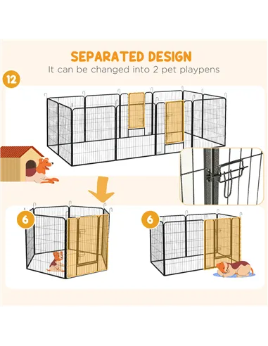 PawHut 12 Panels Heavy Duty Puppy Playpen, for Small Dogs, Indoor and Outdoor Use - Silver