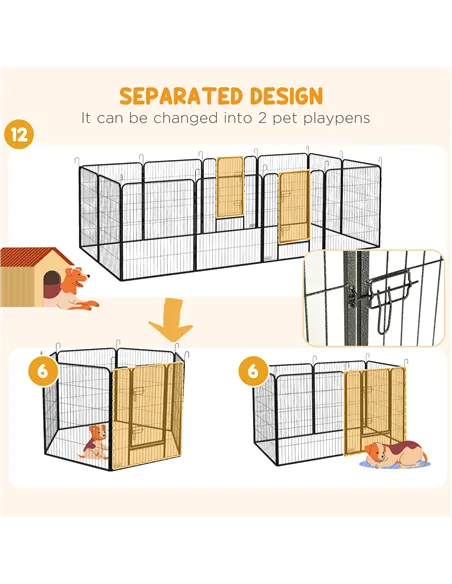 PawHut 12 Panels Heavy Duty Puppy Playpen, for Small Dogs, Indoor and Outdoor Use - Silver