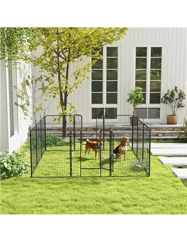 PawHut 12 Panels Heavy Duty Puppy Playpen, for Small Dogs, Indoor and Outdoor Use - Silver