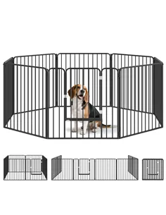 PawHut 80cm 8 Panels Heavy Duty Dog Pen, Pet Playpen for Indoors, Outdoors, Small, Medium Dogs