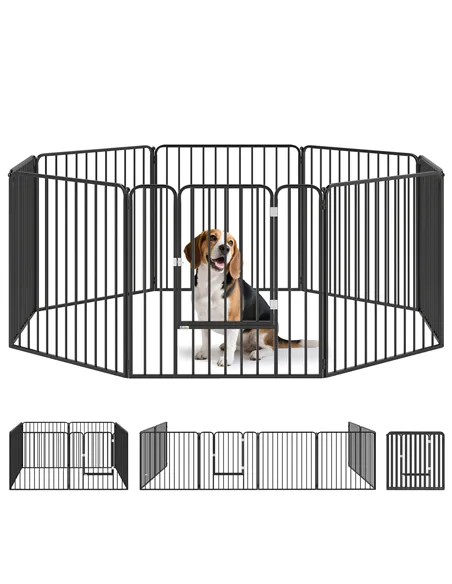 PawHut 80cm 8 Panels Heavy Duty Dog Pen, Pet Playpen for Indoors, Outdoors, Small, Medium Dogs