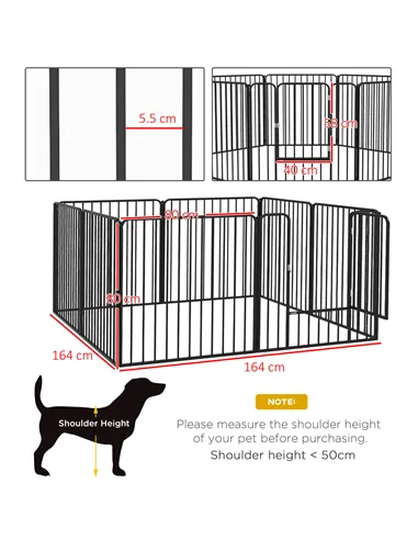 PawHut 80cm 8 Panels Heavy Duty Dog Pen, Pet Playpen for Indoors, Outdoors, Small, Medium Dogs