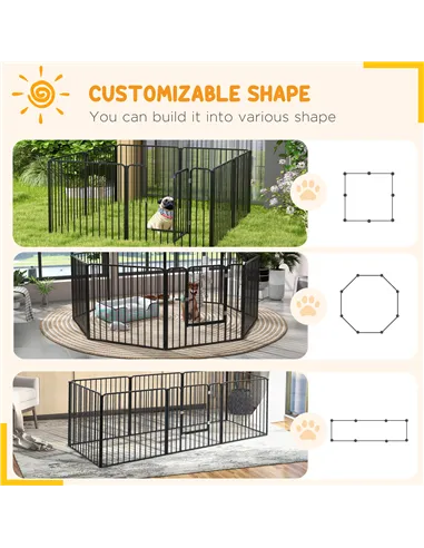 PawHut 80cm 8 Panels Heavy Duty Dog Pen, Pet Playpen for Indoors, Outdoors, Small, Medium Dogs