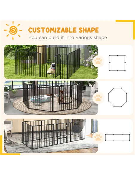 PawHut 80cm 8 Panels Heavy Duty Dog Pen, Pet Playpen for Indoors, Outdoors, Small, Medium Dogs