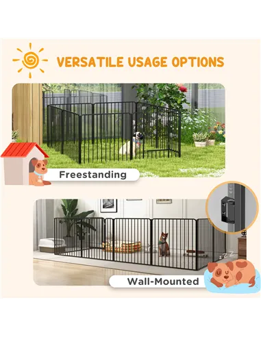 PawHut 80cm 8 Panels Heavy Duty Dog Pen, Pet Playpen for Indoors, Outdoors, Small, Medium Dogs