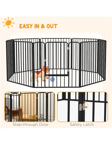 PawHut 80cm 8 Panels Heavy Duty Dog Pen, Pet Playpen for Indoors, Outdoors, Small, Medium Dogs