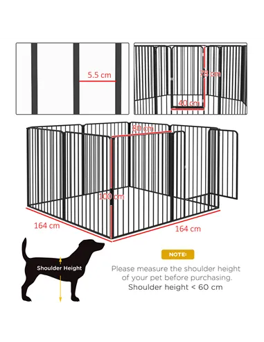 PawHut 100cm 8 Panels Heavy Duty Dog Pen, Pet Playpen for Indoors, Outdoors, Small, Medium, Large Dogs