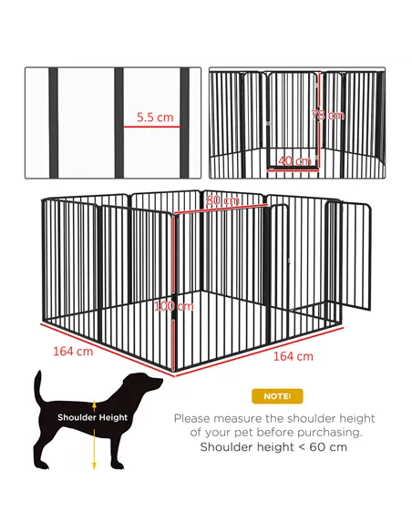 PawHut 100cm 8 Panels Heavy Duty Dog Pen, Pet Playpen for Indoors, Outdoors, Small, Medium, Large Dogs