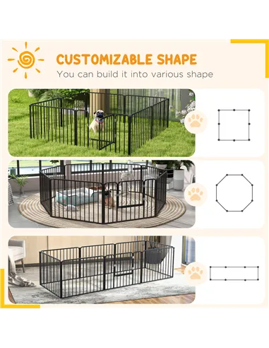PawHut 60cm 8 Panels Heavy Duty Dog Pen, Pet Playpen for Indoors, Outdoors, Small Dogs