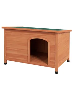 PawHut Wooden Dog Kennel, Outdoor Pet House, with Removable Floor, Openable Roof, Water-Resistant Paint - Natural Wood Tone