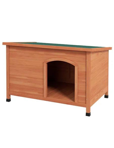 PawHut Wooden Dog Kennel, Outdoor Pet House, with Removable Floor, Openable Roof, Water-Resistant Paint - Natural Wood Tone