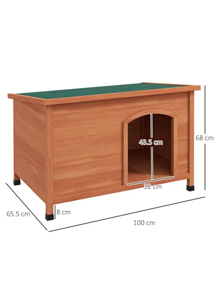 PawHut Wooden Dog Kennel, Outdoor Pet House, with Removable Floor, Openable Roof, Water-Resistant Paint - Natural Wood Tone