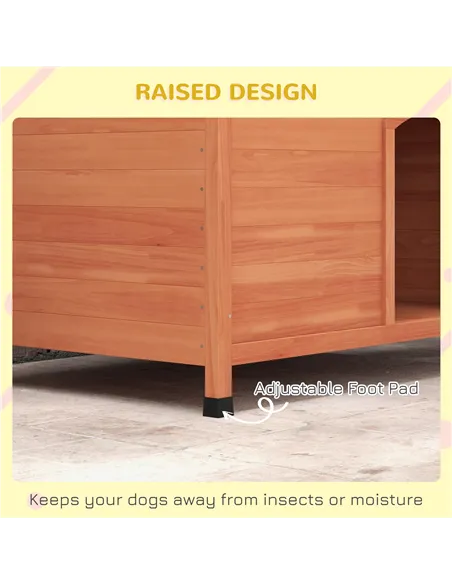 PawHut Wooden Dog Kennel, Outdoor Pet House, with Removable Floor, Openable Roof, Water-Resistant Paint - Natural Wood Tone
