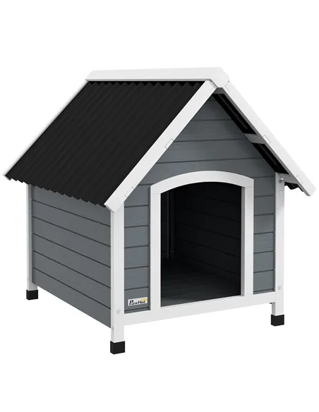 PawHut Outdoor Dog Kennel, Wooden Dog House, with Removable Floor, Anti-Corrosion Wood, for Medium Dogs,  82H x 75W x 88Dcm
