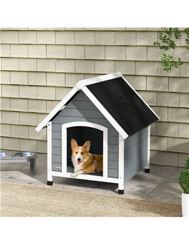 PawHut Outdoor Dog Kennel, Wooden Dog House, with Removable Floor, Anti-Corrosion Wood, for Medium Dogs,  82H x 75W x 88Dcm