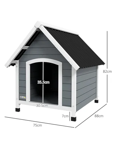 PawHut Outdoor Dog Kennel, Wooden Dog House, with Removable Floor, Anti-Corrosion Wood, for Medium Dogs,  82H x 75W x 88Dcm