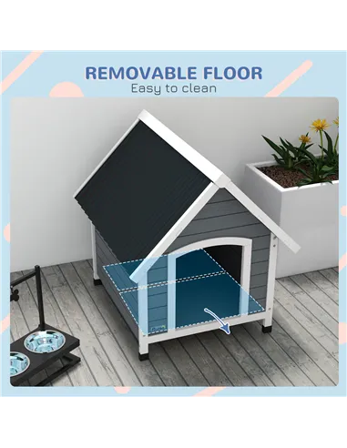 PawHut Outdoor Dog Kennel, Wooden Dog House, with Removable Floor, Anti-Corrosion Wood, for Medium Dogs,  82H x 75W x 88Dcm