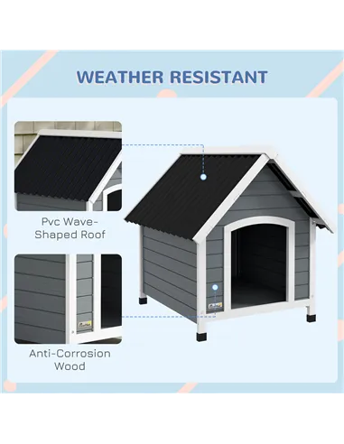 PawHut Outdoor Dog Kennel, Wooden Dog House, with Removable Floor, Anti-Corrosion Wood, for Medium Dogs,  82H x 75W x 88Dcm