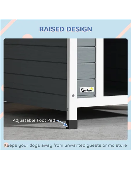PawHut Outdoor Dog Kennel, Wooden Dog House, with Removable Floor, Anti-Corrosion Wood, for Medium Dogs,  82H x 75W x 88Dcm
