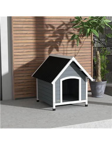 PawHut Outdoor Dog Kennel, Wooden Dog House, with Removable Floor, Anti-Corrosion Wood, for Medium Dogs,  82H x 75W x 88Dcm